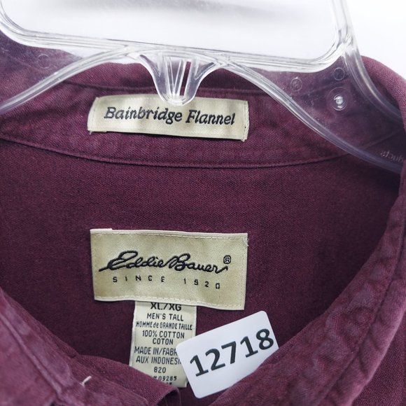 Eddie Bauer Mens Bainbridge flannel purple heavyweight Button Down Sz XL - Picture 4 of 8